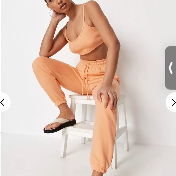 Orange rib bralette and joggers co ord set - Picture 3 of 3